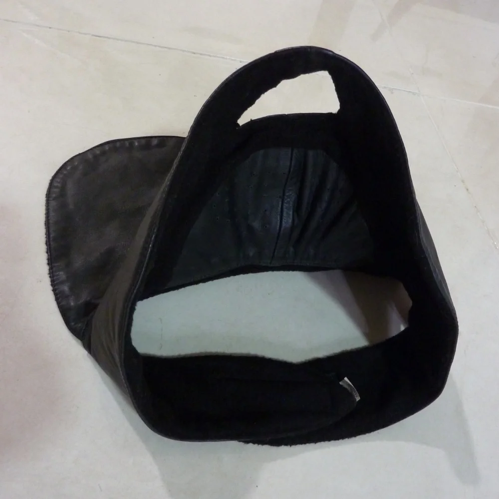 Motorcycle Black Leather Fashion Face Mask  Cover W/ Adjustable Strap